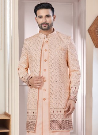 Pink Art Silk Indo Western For Wedding