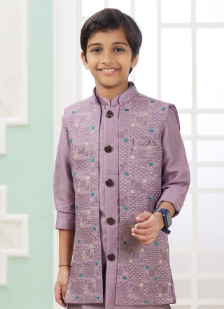 Pink Art Silk Kurta Payjama with Jacket