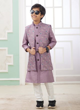 Pink Art Silk Kurta Payjama with Jacket