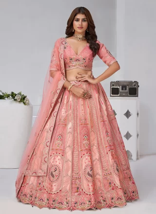 Pink Banarasi Silk A - Line Lehenga Choli