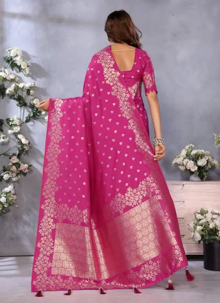 Pink Banarasi Silk Classic Saree