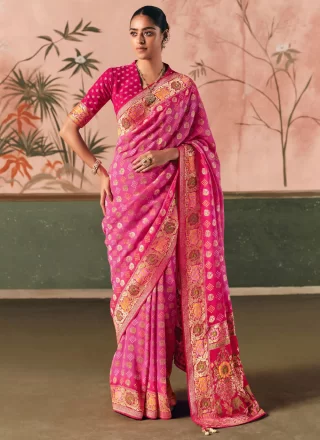 Shop Online Embroidered Work Wine Satin Shaded Saree : 70279 -