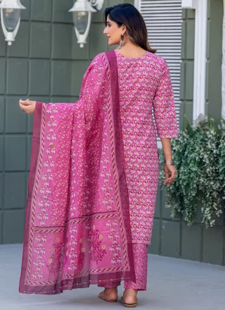 Pink Blended Cotton Readymade Salwar Suit