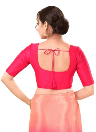 Pink Brocade Plain Work Blouse