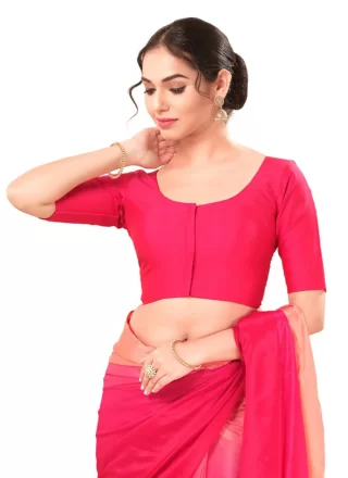 Pink Brocade Plain Work Blouse