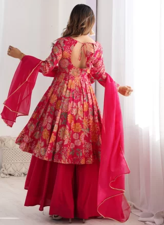 Pink Chanderi Silk Floral Patch Work Sharara Set
