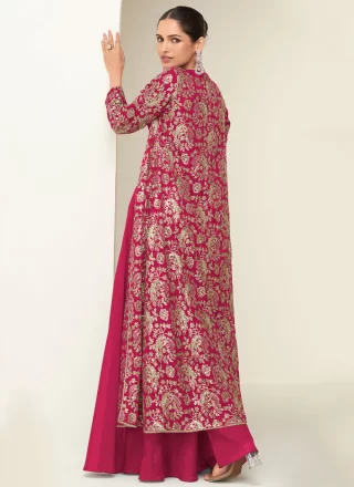 Pink Chinon Embroidered Work Readymade Salwar Suit