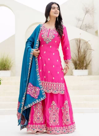 Pink Chinon Readymade Salwar Suit