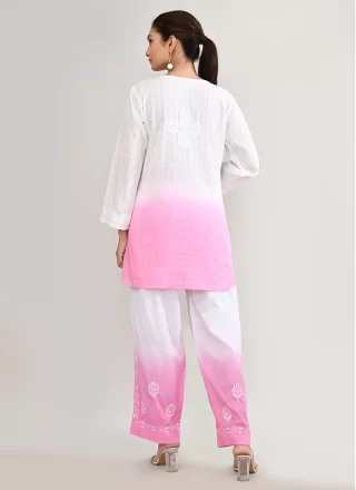 Pink Cotton Casual Kurti