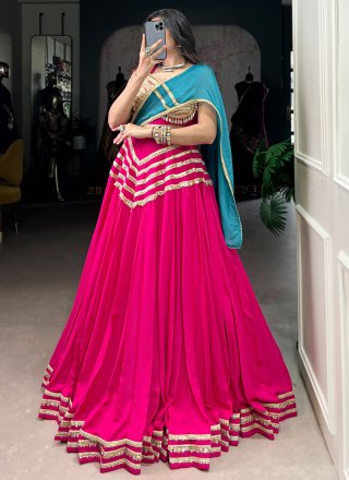 Pink Cotton Lehenga Choli
