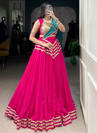 Pink Cotton Lehenga Choli