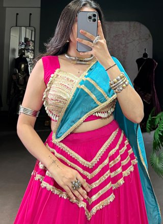 Pink Cotton Lehenga Choli