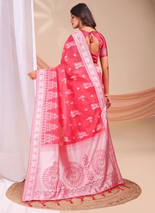 Pink Cotton Trendy Saree