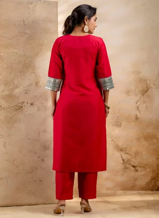 Pink Embroidered Work Rayon Pant Style Suit