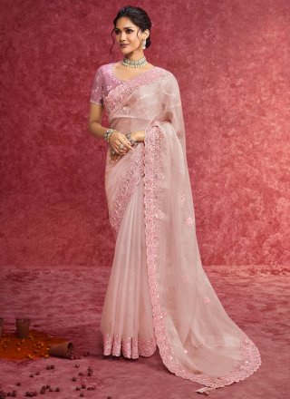 Pink Fancy Fabric Trendy Saree