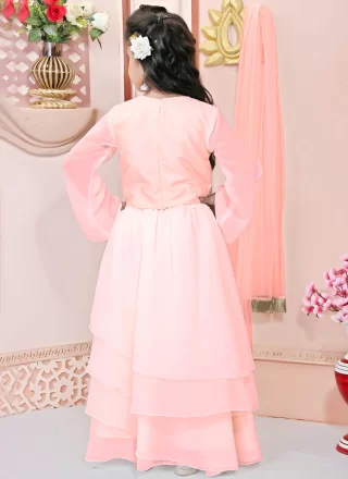Pink Faux Georgette Readymade Lehenga Choli