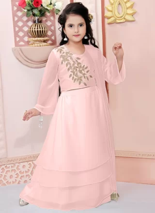 Pink Faux Georgette Readymade Lehenga Choli