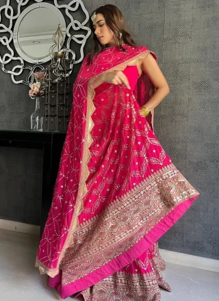 Pink Georgette A - Line Lehenga Choli