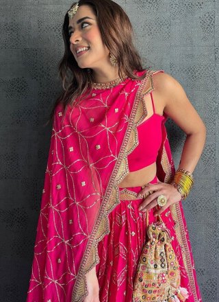Pink Georgette A - Line Lehenga Choli