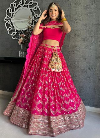 Pink Georgette A - Line Lehenga Choli