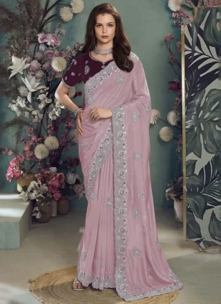 Pink Georgette Designer Saree