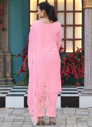 Pink Georgette Embroidered and Moti Work Salwar Suit