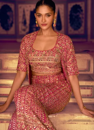 Pink Georgette Embroidered and Swarovski Work Salwar Suit