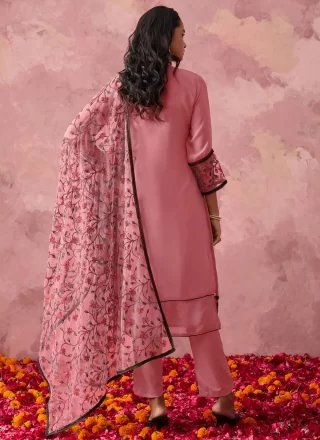 Pink Georgette Embroidered Work Salwar Suit