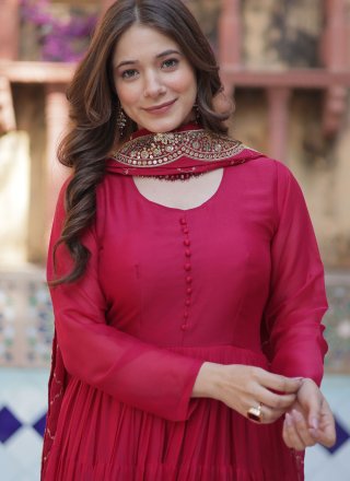 Pink Georgette Gown In Plain for Festival