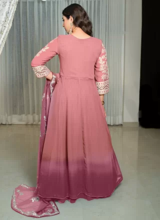Pink Georgette Readymade Lehenga Choli In Plain for Ceremonial