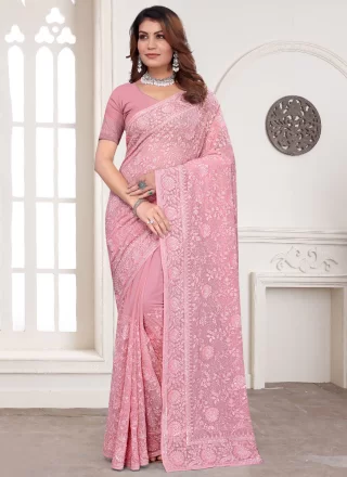 Pink Georgette Trendy Saree