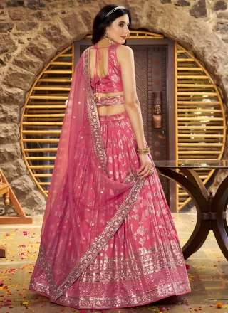 Pink Jacquard A - Line Lehenga Choli with