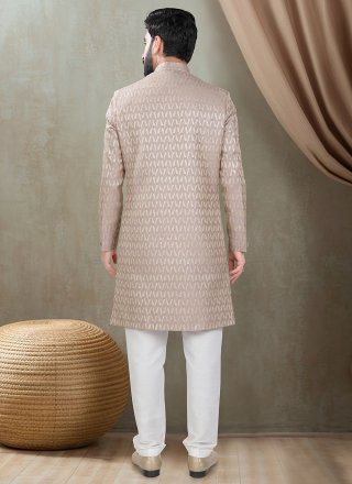 Pink Jacquard Indo Western