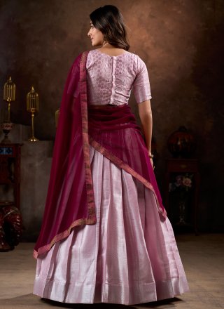 Pink Jacquard Silk Readymade Lehenga Choli