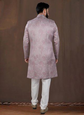 Pink Jacquard Woven Work Indo Western