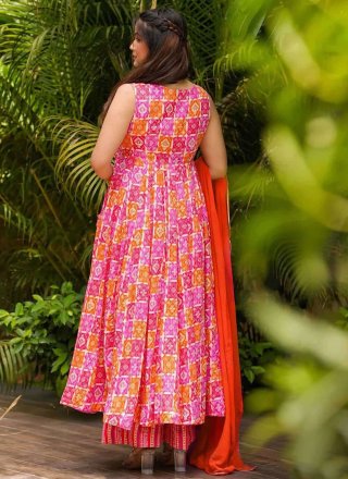 Pink Muslin Digital Print Work Palazzo Salwar Suit for Ceremonial