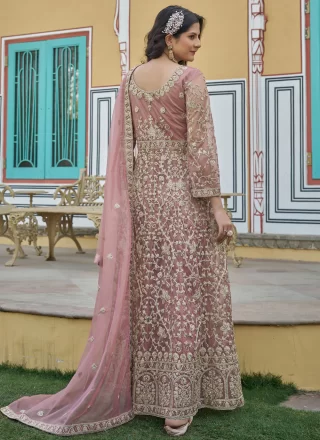 Pink Net Embroidered, Stone and Zari Work Lehenga Choli