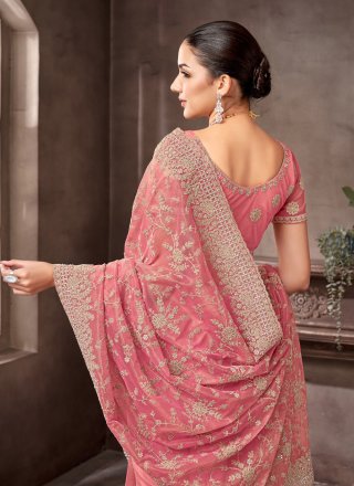 Pink Net Trendy Saree