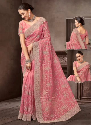Pink Net Trendy Saree