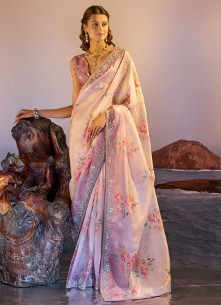 Pink Organza Trendy Saree