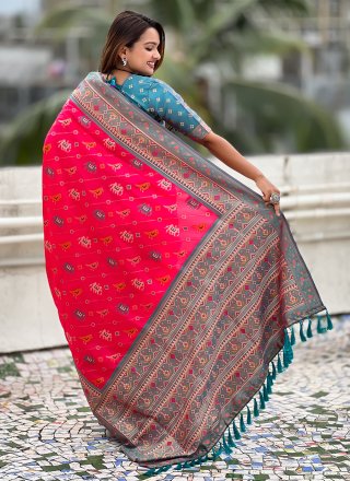 Pink Patola Silk Meenakari and Woven Work Contemporary Saree