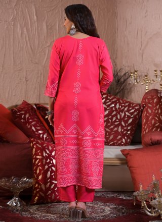 Pink Pure Crepe Digital Print and Embroidered Work Pant Style Suit for Ceremonial