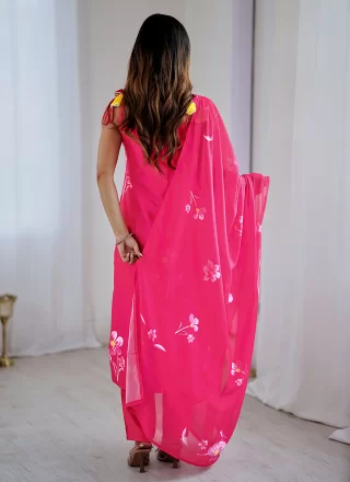 Pink Pure Crepe Floral Patch Work Salwar Suit