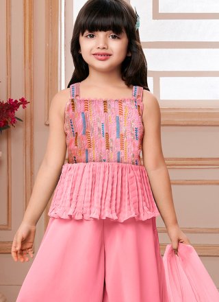 Pink Pure Crepe Palazzo Salwar Suit