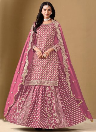 Pink Pure Dola Readymade Lehenga Choli