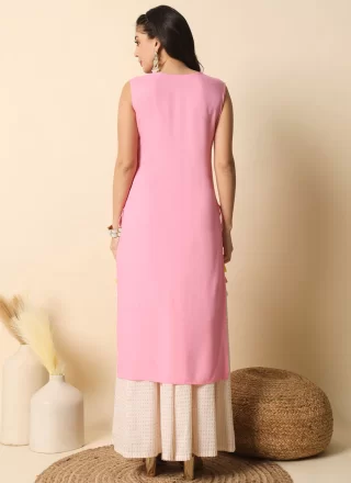 Pink Rayon Casual Kurti
