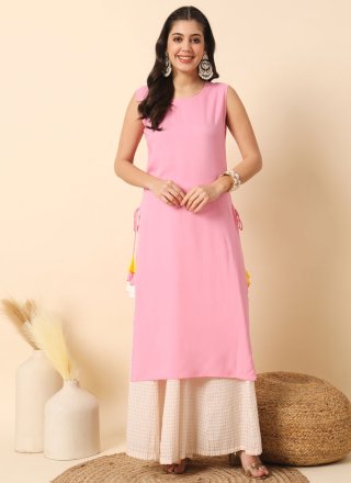 Pink Rayon Casual Kurti