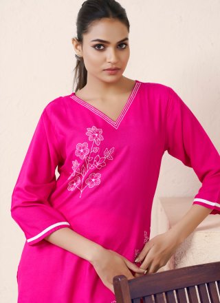 Pink Rayon Designer Kurti
