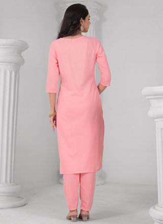Pink Rayon Embroidered Work Salwar Suit