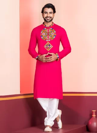 Pink Rayon Kurta Pyjama